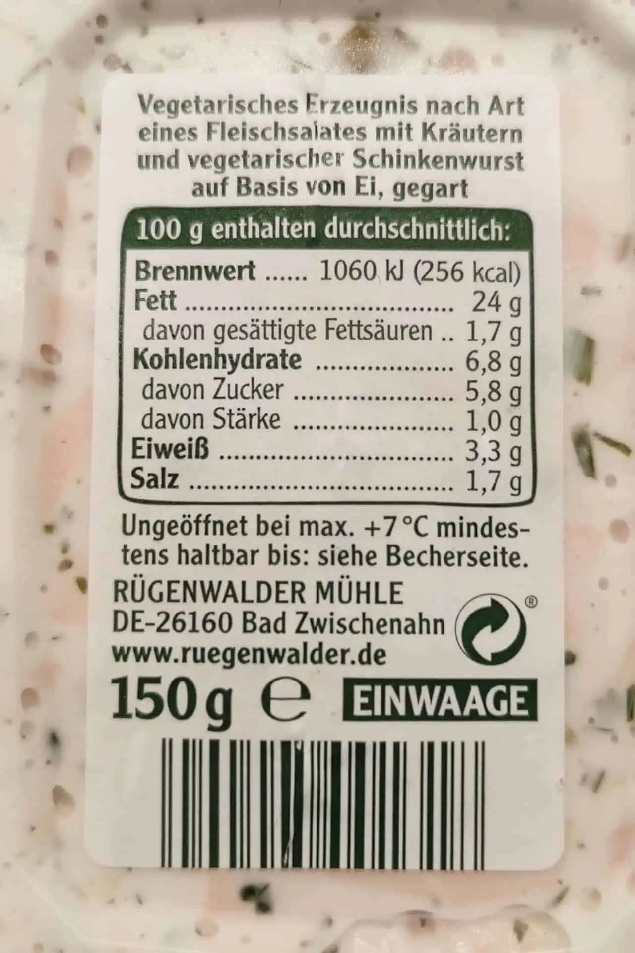 Rügenwalder Mühle: Vegetarischer Schinken Spicker Salat Kräuter