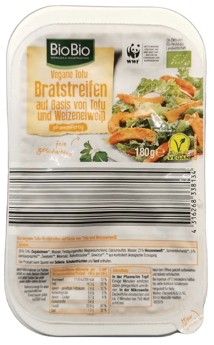Netto BioBio: Vegane Tofu Bratstreifen