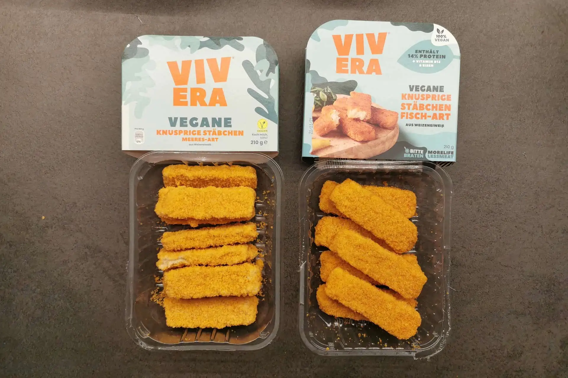 Vivera: Vegane knusprige Stäbchen Meeres-Art vs. Fisch-Art