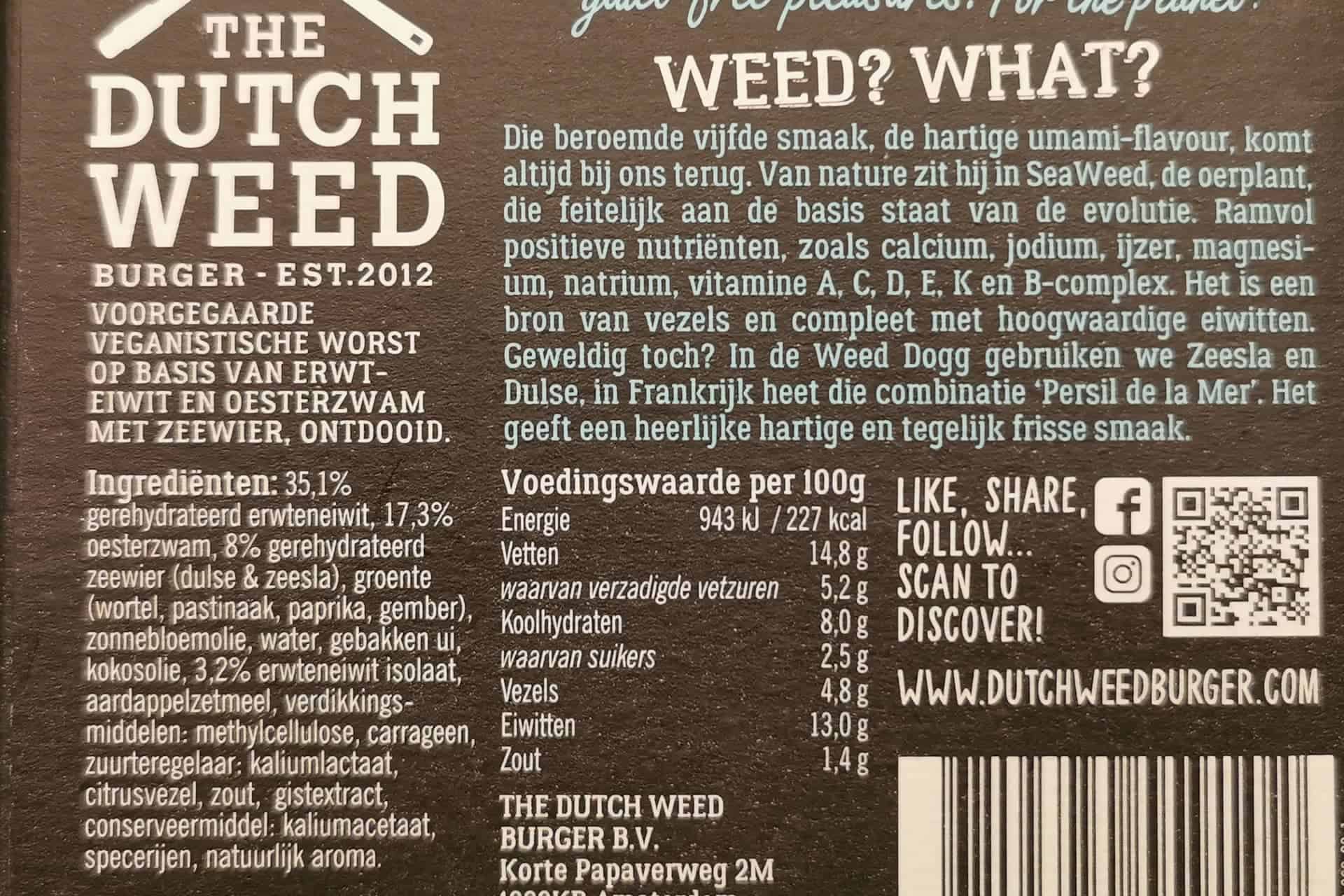 The Dutch Weed: Weeddogg Inhaltsstoffe und Nährwerte