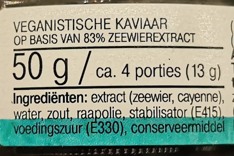 Albert Heijn - Veganer Kaviar Zutaten & Inhaltsstoffe