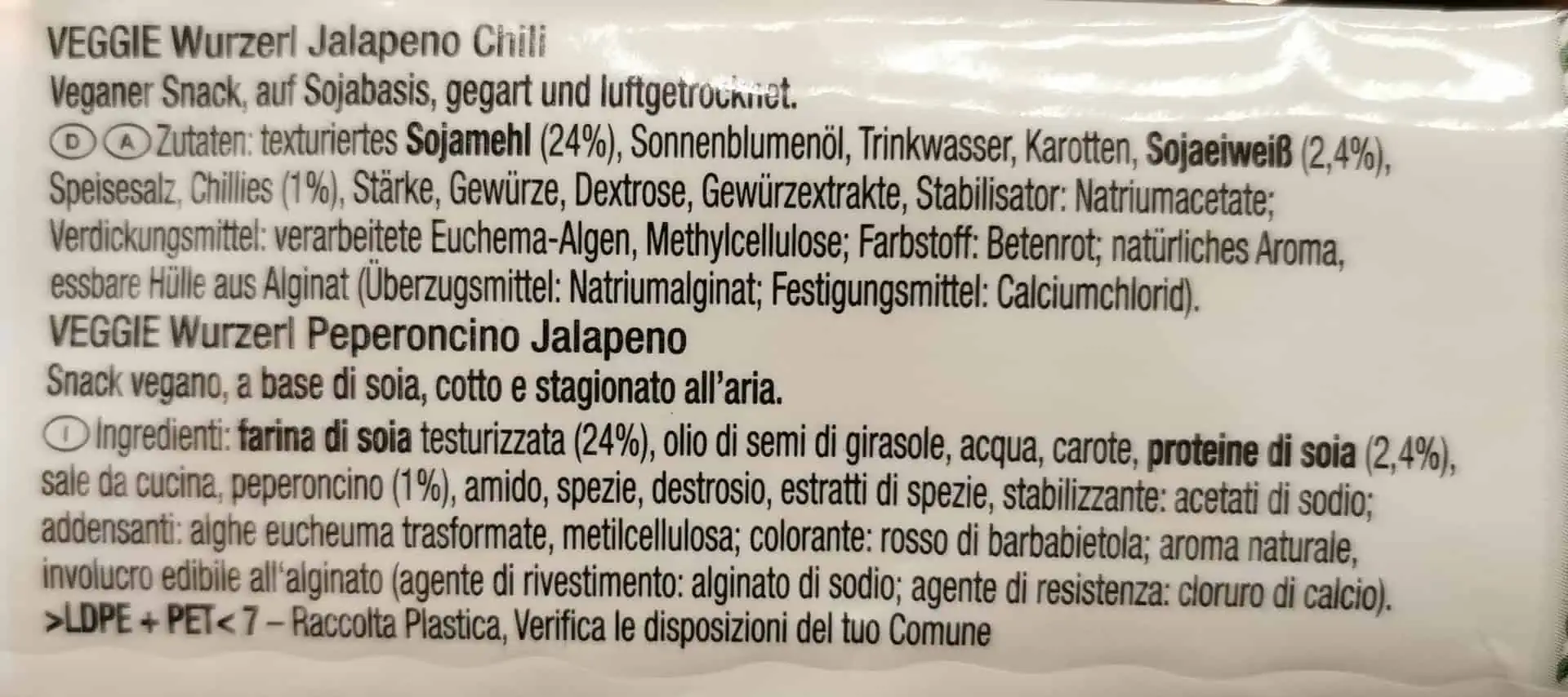 Handl Tyrol - Veggie Wurzerl Jalapeno Chili  Inhaltsstoffe & Nährwerte